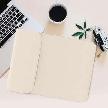 MOSISO Laptop Sleeve Compatible with MacBook Air 13 inch M3 A3113 M2 A2681 M1 A2337 A2179 A1932/Pro 13 M2 M1 A2338 A2251 A2289 A2159 A1989 A1706 A1708, PU Leather Woven Case with Small Bag, Apricot