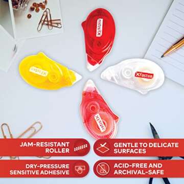 Double Sided Tape for Scrapbooking, 8mm x 30ft 8-Pack Multicolor Adhesive Tape Roller Runner, Jam-Fr...