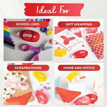 Double Sided Tape for Scrapbooking, 8mm x 30ft 8-Pack Multicolor Adhesive Tape Roller Runner, Jam-Free Craft Tape Ideal Scrapbook Album Kit-XFasten