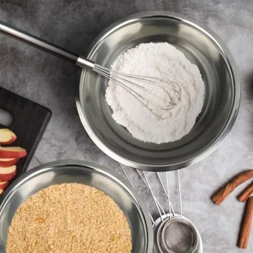 Great Credentials 8 Quart, Set of 2, Mixing Bowls, Stainless Steel, Professional Chef, Commercial Kitchen, 13.25 Inches Diameter, Flat Base