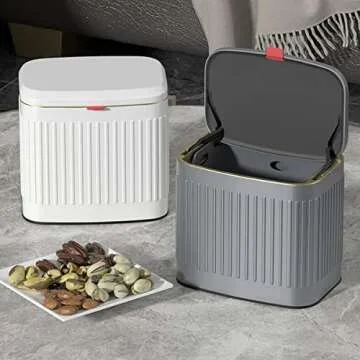 Kitchen Hanging Trash Can with Lid, 1 Gallon Stainless Steel Countertop Compost Bin with Removable Inner Bucket, Wall-Mounted Kitchen Trash Bin for Cabinet Door, Under Sink, Bathroom ( Black )