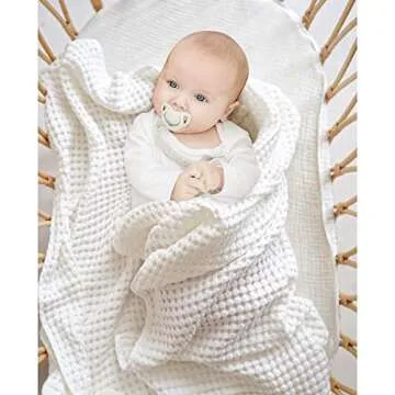 Konssy Waffle Baby Blankets, Nursery Blankets for Boys Girls, Swaddle Blankets Neutral Soft Lightweight Toddler and Kids Throw Blankets(White)