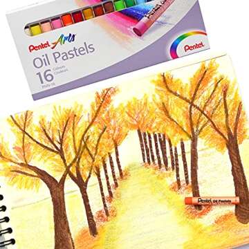 Pentel Arts Oil Pastels Set - 16 Vibrant Colors