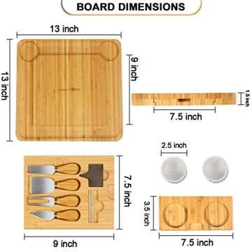 Elegant Bamboo Cheese Board Set with Knife and Cups