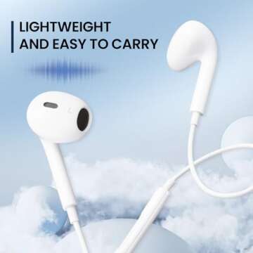 REBENUO Wired Headphones for iPhone - Built-in Microphone, Volume Control, Compatible with iPhone 14...