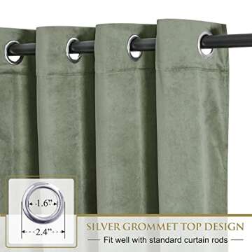 StangH Sage Green Velvet Curtains - Nursery Kids Bedroom Privacy Window Treatments Room Darkening Th...