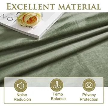 StangH Sage Green Velvet Curtains - Nursery Kids Bedroom Privacy Window Treatments Room Darkening Thermal Insulated Living Room Grommet Drapes for Office, W52 x L84, 2 Panels