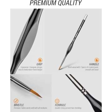 Nicpro 16PCS Miniature Detail Paint Brush Set for Artists