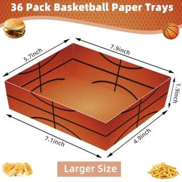 Basketball Party Decorations Pack - 36-Pc Serving Trays for Parties