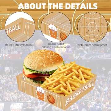 Basketball Party Decorations Pack - 36 Paper Trays