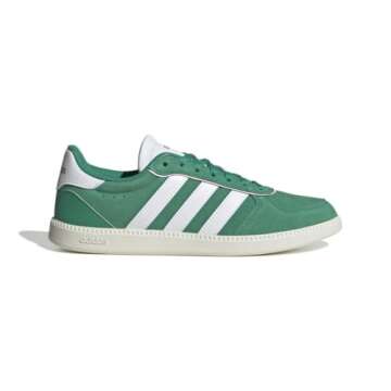 adidas Women's Breaknet Sleek Sneaker, Court Green/White/Clear Pink, 9