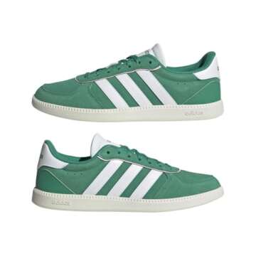 adidas Women's Breaknet Sleek Sneaker, Court Green/White/Clear Pink, 9