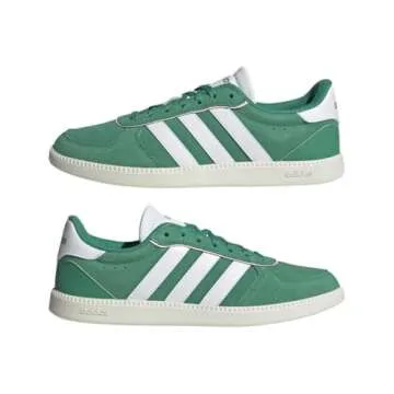 adidas Women's Breaknet Sleek Sneaker, Court Green/White/Clear Pink, 9