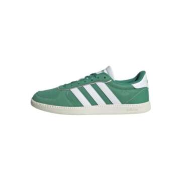 adidas Women's Breaknet Sleek Sneaker, Court Green/White/Clear Pink, 9