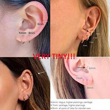 Gabry&jwl 316L Surgical Stainless Steel Huggie Hoop Earrings 6mm Silver Hypoallergenic Earrings Hoop Cartilage Helix Lobes Hinged Sleeper Earrings For Men Women(A02:6mm Silver(THK 2.0mm))