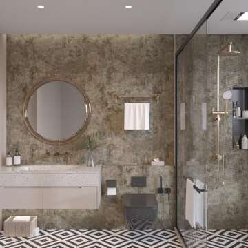 JSEVEM 16"×118" Thick Light Brown Gray Concrete Wallpaper Peel and Stick Industrial Taupe Grey Conc...