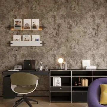 JSEVEM 16"×118" Thick Light Brown Gray Concrete Wallpaper Peel and Stick Industrial Taupe Grey Concrete Contact Paper Vinyl Matte Cement Adhesive Tile Sticker for Countertops Bedroom Bathroom Walls