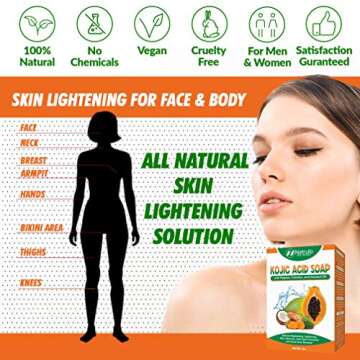Natrulo Kojic Acid Soap for Hyperpigmentation - Kojic & Papaya Soap for Brighter Skin - Reduce Acne, Cleanse Scars, & Even Skin Tone - USA Formulated, Suitable for All Skin Types