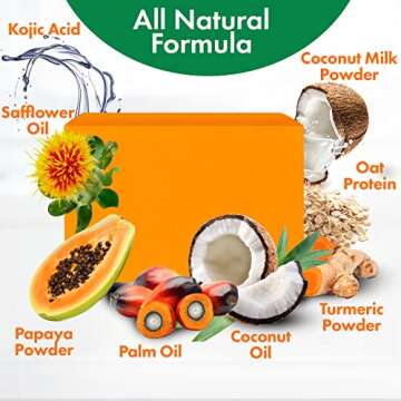 Natrulo Kojic Acid Soap for Hyperpigmentation - Kojic & Papaya Soap for Brighter Skin - Reduce Acne, Cleanse Scars, & Even Skin Tone - USA Formulated, Suitable for All Skin Types