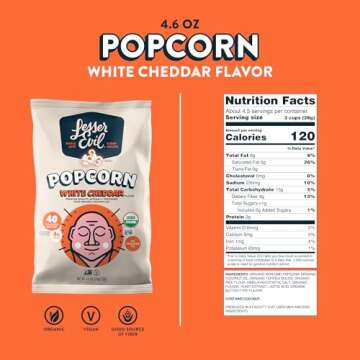 Lesser Evil Popcorn Wht Cheddar Org 4.6 OZ