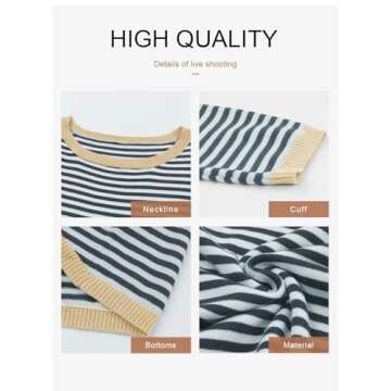 Dokotoo Womens Clothing Color Block Pullover Sweaters 2025 Fashion Crew Neck Long Sleeve Jumper Tops Casual Striped Crop Sweater Dark Gray Small