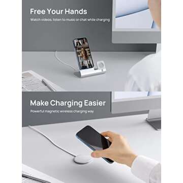 JSAUX Magnetic Wireless Charger Compatible with MagSafe Charger/iPhone 16/16 Pro/16 Plus/16 Pro Max/iPhone 15 Pro Max Plus/iPhone 14 13 12 Series, Wireless Mag Safe Charging Pad, Mag Charger (Silver)