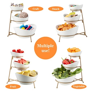 Elegant HBlife 3 Tier Oval Bowl Set with Metal Rack