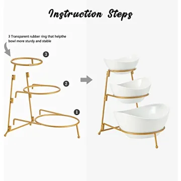 Elegant HBlife 3 Tier Oval Bowl Set with Metal Rack