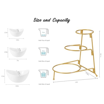 Elegant HBlife 3 Tier Oval Bowl Set with Metal Rack