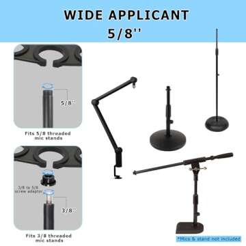 Microphone Holder, Multi Mic Holder for Wired and Wireless Mics, Multiple Microphone Organizer and Display for Mic Stand, Hold Up to 7 Microphones, Aluminum, Black