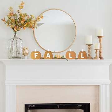 DECORKEY Fall Wooden Sign, Pumpkin Shaped Fall Tiered Tray Decor, Thanksgiving Farmhouse Fall Table Decor, Free Standing Table Sign for Home, Office, Gallery