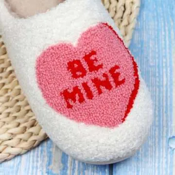 FRGITYGIFT Heart Slippers for Women, House Slippers for Women Men, Cute Soft Plush Fluffy Love Heart Slippers, Fuzzy Warm Home Shoes, Cozy Slip-on Memory Foam House Shoes Gifts