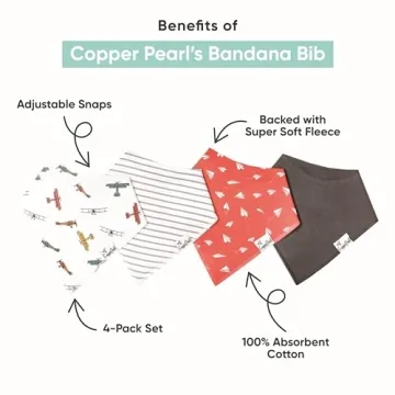 Copper Pearl Bandana Bibs - 4 Pack Soft Cotton Drool Bibs