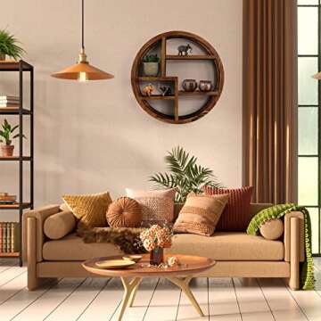 FTUREERA Crystal Holder, Crystal Shelf Display for Stones, Essential Oils & Whichy Decor, Wall Hanging Decor for Bedroom, Unique Crystal Holder for Meditation Decor