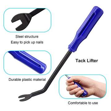 Hmknana 5PCS Upholstery Tools Kit - Dual Head Soft Rubber Mallet Hammer with 2PCS Replacement Head, Nail Tack Remover Tool & Removal Pliers for Furniture Floor Jewelry Craft Project etc