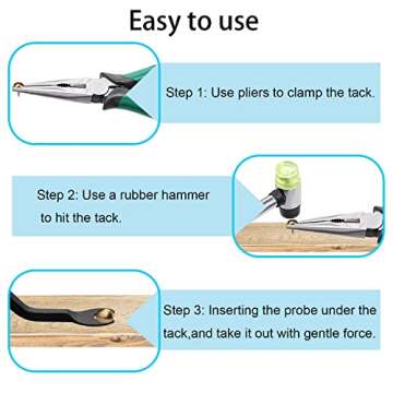 Hmknana 5PCS Upholstery Tools Kit - Dual Head Soft Rubber Mallet Hammer with 2PCS Replacement Head, Nail Tack Remover Tool & Removal Pliers for Furniture Floor Jewelry Craft Project etc