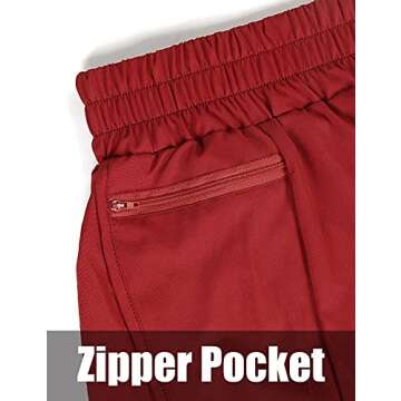 Blooming Jelly Womens Quick-Dry Running Shorts Sport Layer Elastic Waist Athletic Workout Shorts with Pockets 1.75" (Medium, Red)