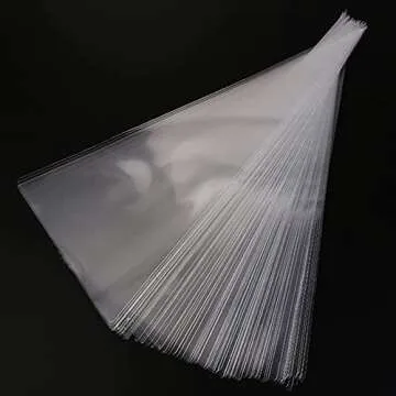 Large Cone Cellophane Bags,7x15 Inches 200 PCS Plastic Popcorn Cone Bags for Party, Clear Cone Shaped Treat Bags with Twist Ties