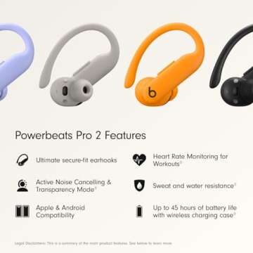 Beats Powerbeats Pro 2 Wireless Bluetooth Earbuds - Noise Cancelling, Heart Rate Monitor, IPX4, Up t...