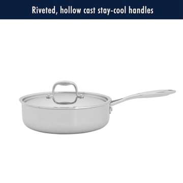 HENCKELS Clad Impulse 10-pc 3-Ply Stainless Steel Pots and Pans Set, Cookware Set, Fry Pan, Saucepan with Lid, Saute Pan with Lid, Dutch Oven with Lid, Stay-Cool Handles, Induction Stove Compatible