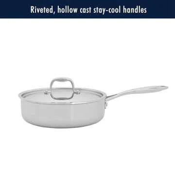 HENCKELS Clad Impulse 10-pc 3-Ply Stainless Steel Pots and Pans Set, Cookware Set, Fry Pan, Saucepan with Lid, Saute Pan with Lid, Dutch Oven with Lid, Stay-Cool Handles, Induction Stove Compatible