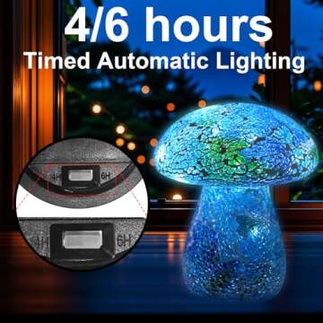 Darkdec Mosaic Mushroom Garden Lights - Table Lamp Outdoor Decor Waterproof Night Light Lawn Decor Statue for Patio, Party, Yard (Blue)