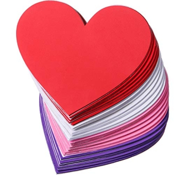 Shappy 24 Pcs 6 Inches Valentine's Day Heart Foam Stickers EVA Large Self Adhesive Glitter Mixed Col...