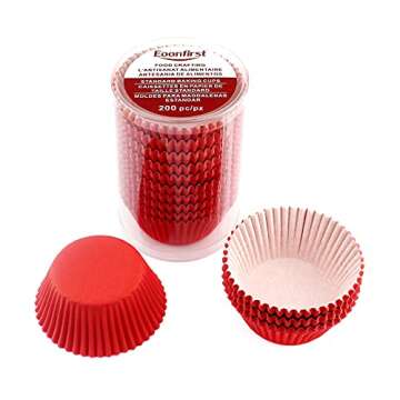 Eoonfirst 200 Pcs Red Standard Baking Cups for Celebrations
