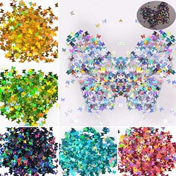Warmfits 3D Holographic Butterfly Nail Glitter – 24 Colors Set for Nail Art & DIY Crafting