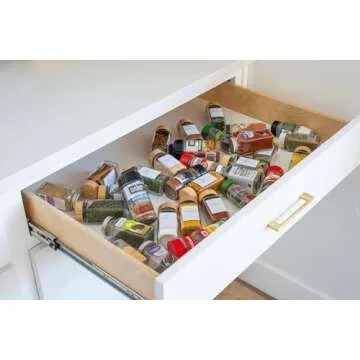 Bamboo Spice Rack Organizer for Kitchen Countertop (No Jars Included) – Sturdy 3-Tier Wooden Shelf, 11"D x 11.61"W x 14"H, Foldable Storage with Non-Slip Base