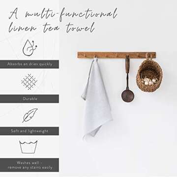 MagicLinen 100% Linen Tea Towel Soft Super Absorbent Quality Kitchen Towel Handmade in Europe
