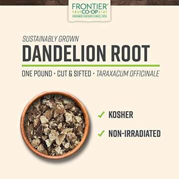 Frontier Co-op Cut and Sifted Dandelion Root 1lb Bulk Bag - Caffeine-Free Coffee Alternative, Perfect for Making Dandelion Root Tea, Powder and Capsules