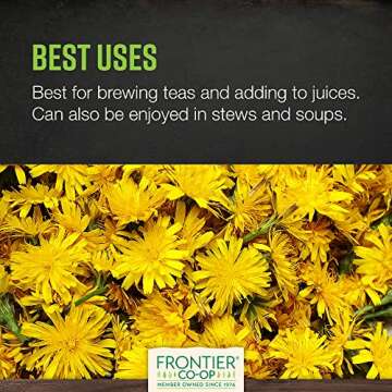 Frontier Co-op Cut and Sifted Dandelion Root 1lb Bulk Bag - Caffeine-Free Coffee Alternative, Perfect for Making Dandelion Root Tea, Powder and Capsules