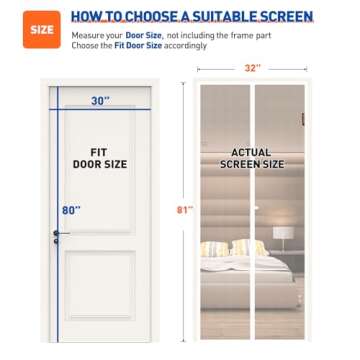 MAGZO Magnetic Screen Door Fit Door Size 30 x 80 Inch, Screen Size 32" x 81" Strong Magnet Door Mesh...